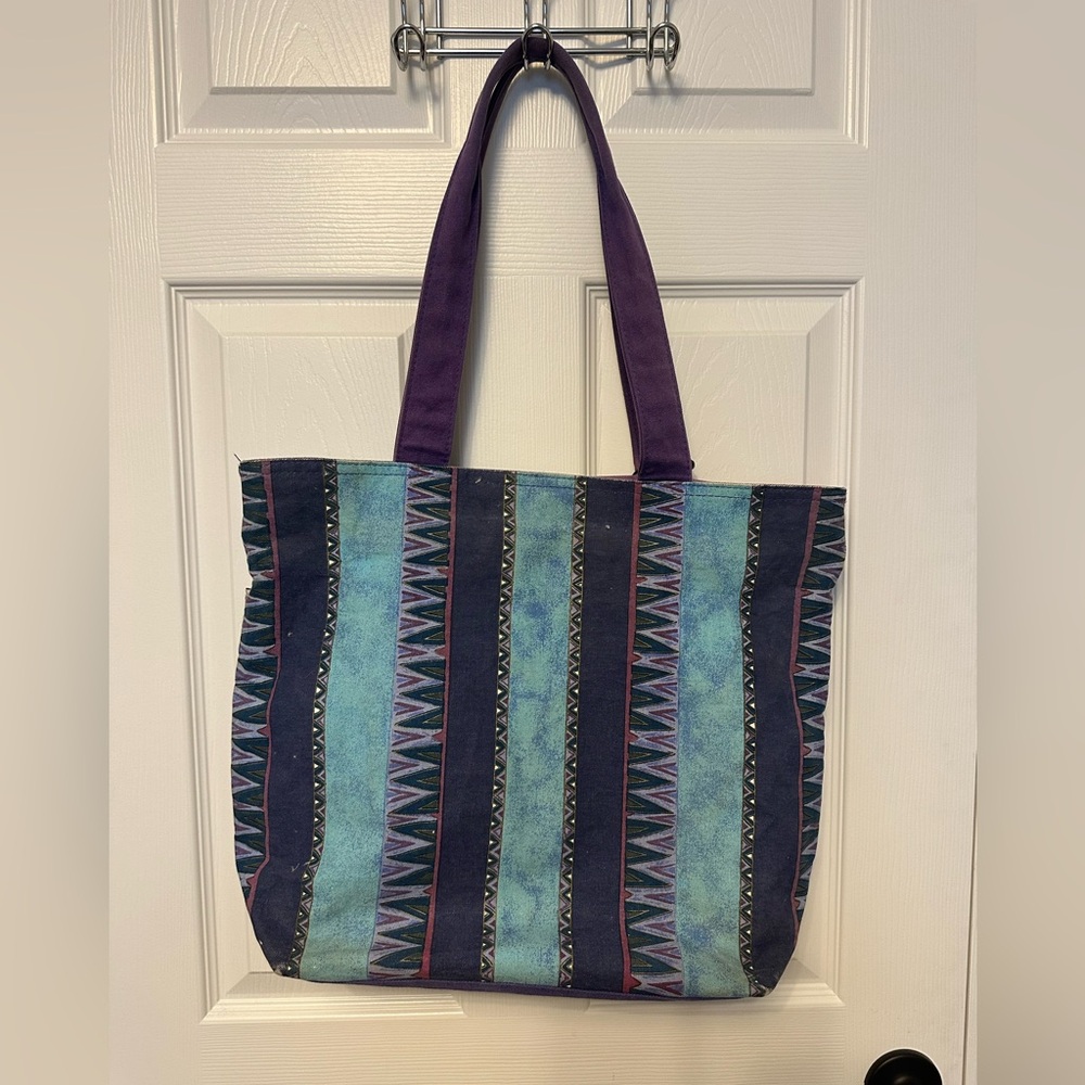 Laurel Burch Purple and Teal Horse Art Tote - Picture 2 of 8